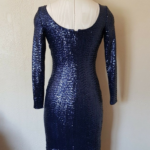Ralph Lauren Navy Sequined Scoop-Back Dress - Picture 5 of 10